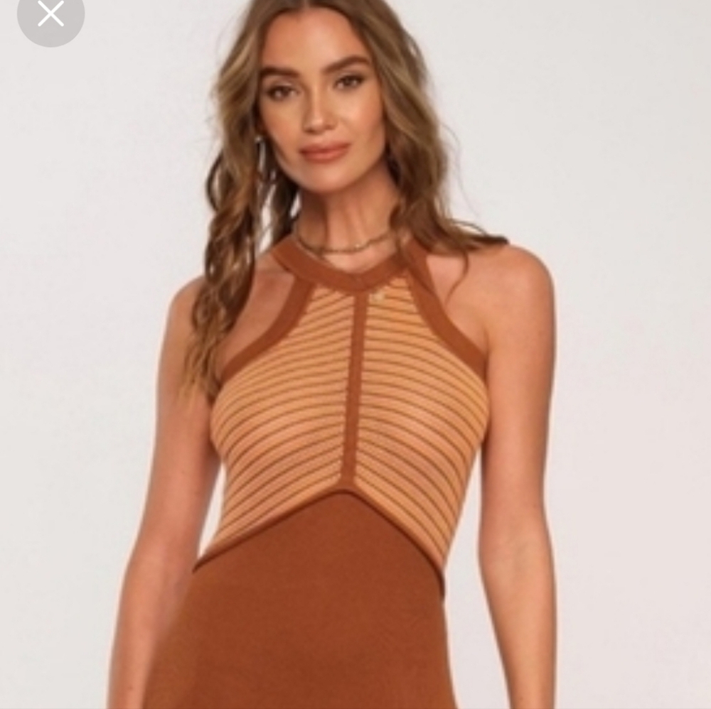 NWOT Heartloom Elegant Brown Sleeveless Dress S
